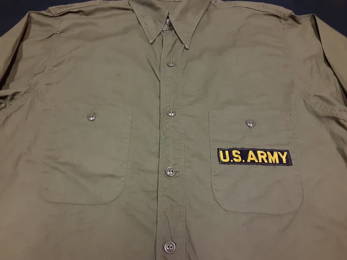 VTG 40s USN US Navy Army Military N-3 Cotton Poplin Utility Shirt  