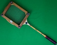 "Abercrombie  Fitch Monogram Badminton Racquet w/ Wood Press" New w/ A F Tag 