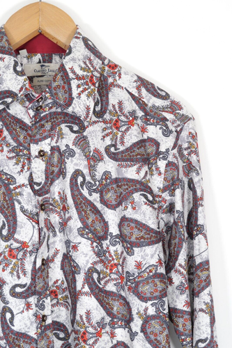 Claudio Lugli Paisley All Over Print Long Sleeve Mens Shirt Size XL - Imagen 4 de 11