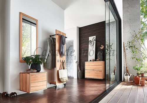 Garderobenpaneel mit Metallgestell 46x177cm Kernbuche massiv geölt mit Holzboden - Bild 9 von 9