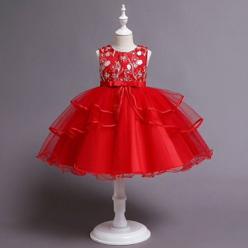 Flower Girls Kids Baby Bridesmaid Tutu Dress Party Bow Wedding Princess dresses - Picture 12 of 17
