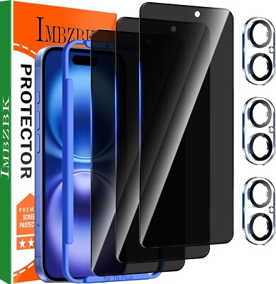 IMBZBK 3 Stück Sichtschutz für iPhone 16 Plus für Bildschirmschutz Full Screen