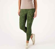 AnyBody Jacquard Smoothing Legging Olive Leaf Green Size Medium  M  A554197