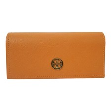 Tory Burch Orange Textured Case - Magnetic Snap Closure for Glasses or Sunglasse