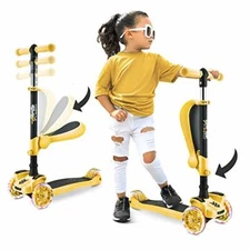 Hurtle HURFS49Y ScootKid 3-Wheel Kids Scooter - Child & Toddler Toy Scooter