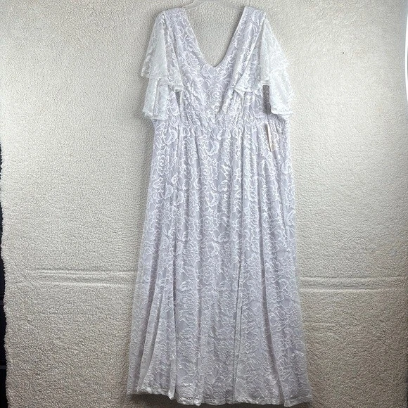 NWT Kiyonna Bridal Womens White Lace Clarissa Flutter Long Wedding Gown Size 5X - Image 2 of 4