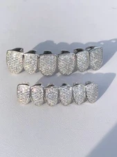 Grillz Personalizado Para Los Dientes Hip Hop De Diamantes en Plata 925 Solida