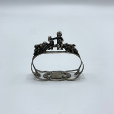 Antique Victorian 835 Silver LABORS of CUPID Child & Squirrel Napkin Ring /hgo