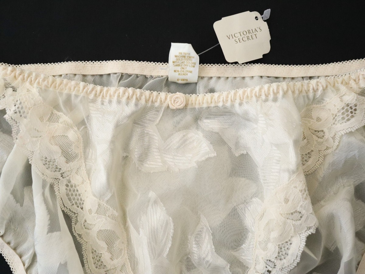 s⭐︎y NEW Victoria's Secret VTG 80s 90s Gold Crown Sheer Bikini Brief