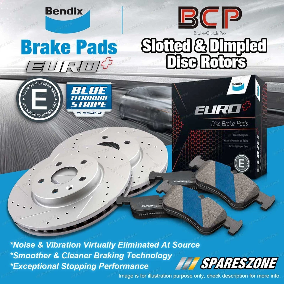 Front Slotted Disc Rotors + Bendix Brake Pads for Volkswagen Bora Golf 1J1 1J2 - image 2 of 2