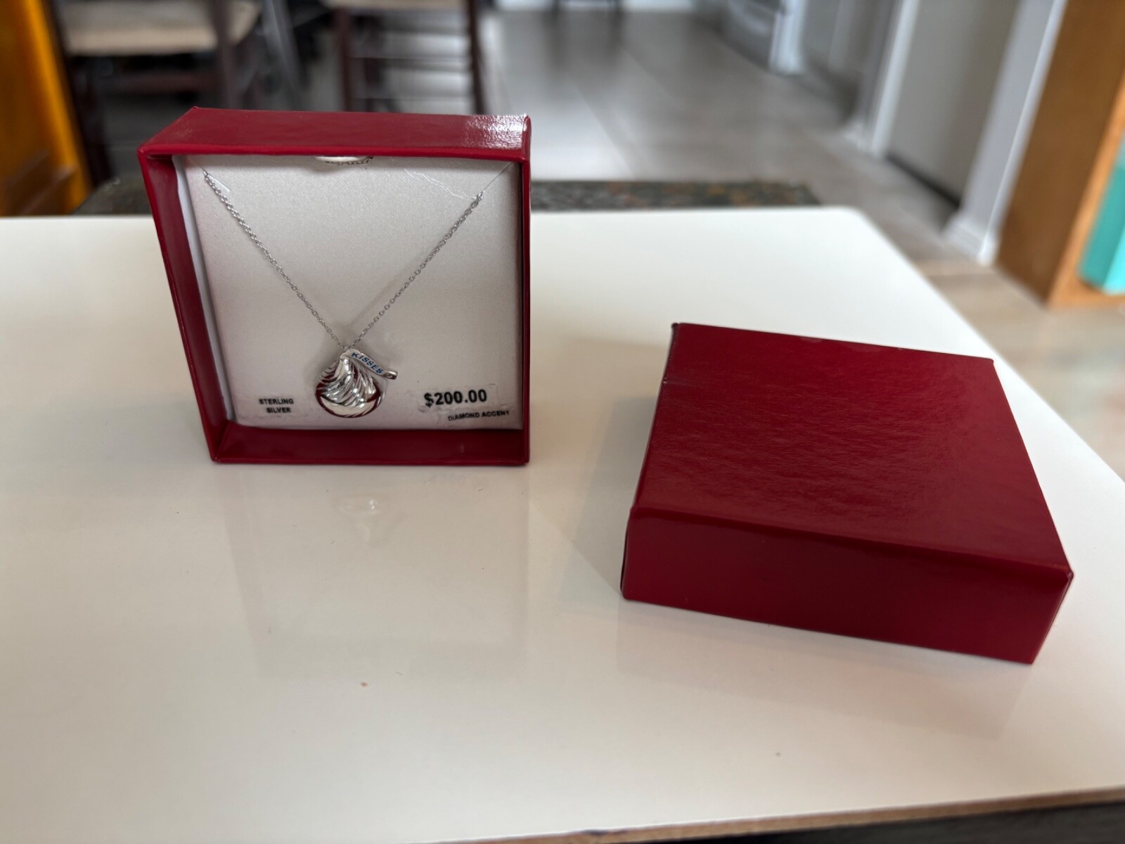 Sterling Silver & DIAMOND Accent Hershey's Kiss Pendant 18" Necklace 925 WTJ 4gr