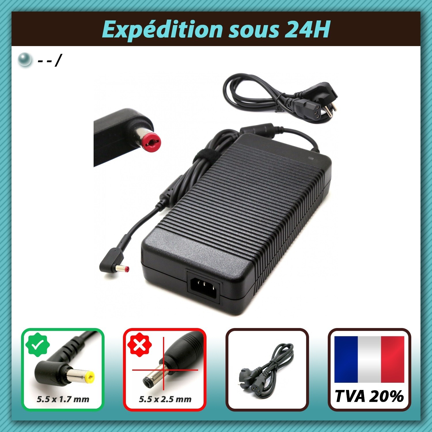 Chargeur Acer Predator Helios 18 avec puissance de 330W stable pour sessions gaming intenses