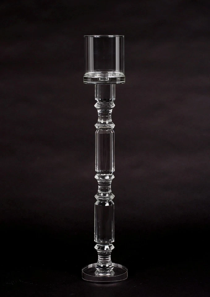 Candelabros de Cristal Contemporáneos con Pantalla de Vidrio Transparente 5.5"D 25" de Alto Juego/2 Foto 2 de 4