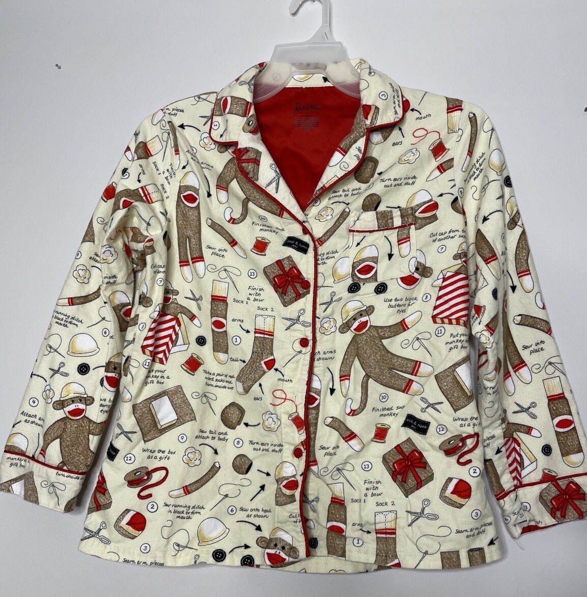 SAOLA Pigiama Nick & Nora taglia media in flanella di cotone solo cuci un calzino modello scimmia