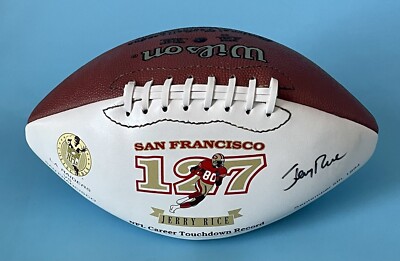 Jerry Rice Autographed/Signed 127 TDs Commemorative Football — w