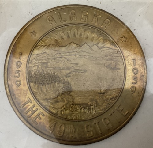1959 Alaska The 49th State Birthday Year Souvenir Token - Picture 3 of 4