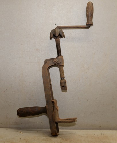 Rare antique hand crank drill press 