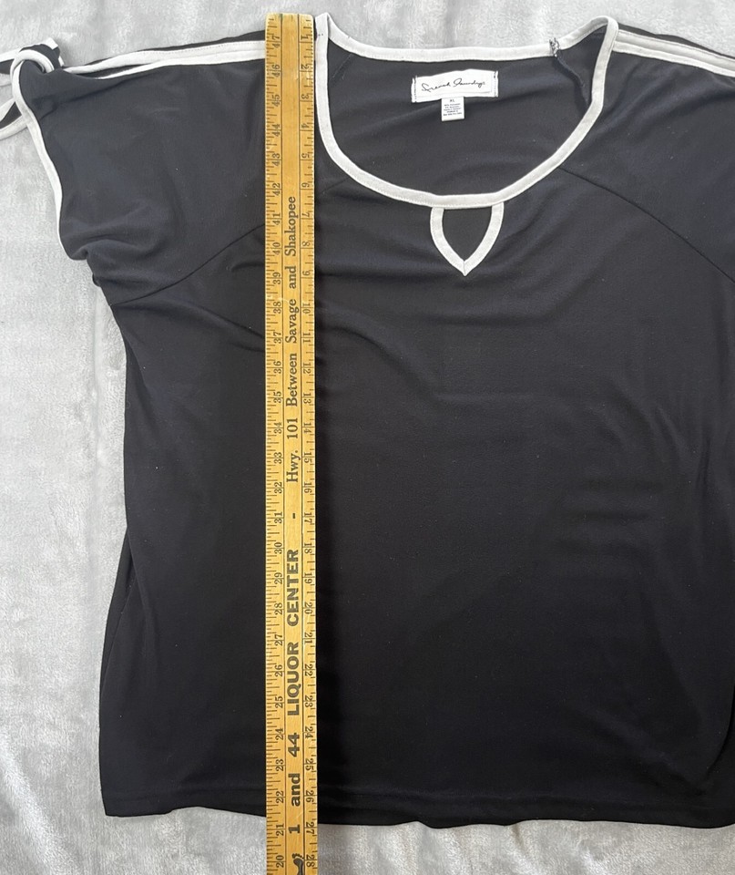 French Laundry Black ShortSleeve TShirt TieSleeve White Detail