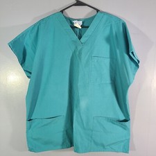 SB Scrubs Pants Top Set Womens Sz XL Neptune Blue Drawstring Elastic Waistband