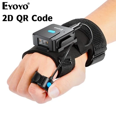 Eyoyo Wearable Barcode Scanner Glove QR Code Scanner 1D 2D Finger Ring Bluetooth
