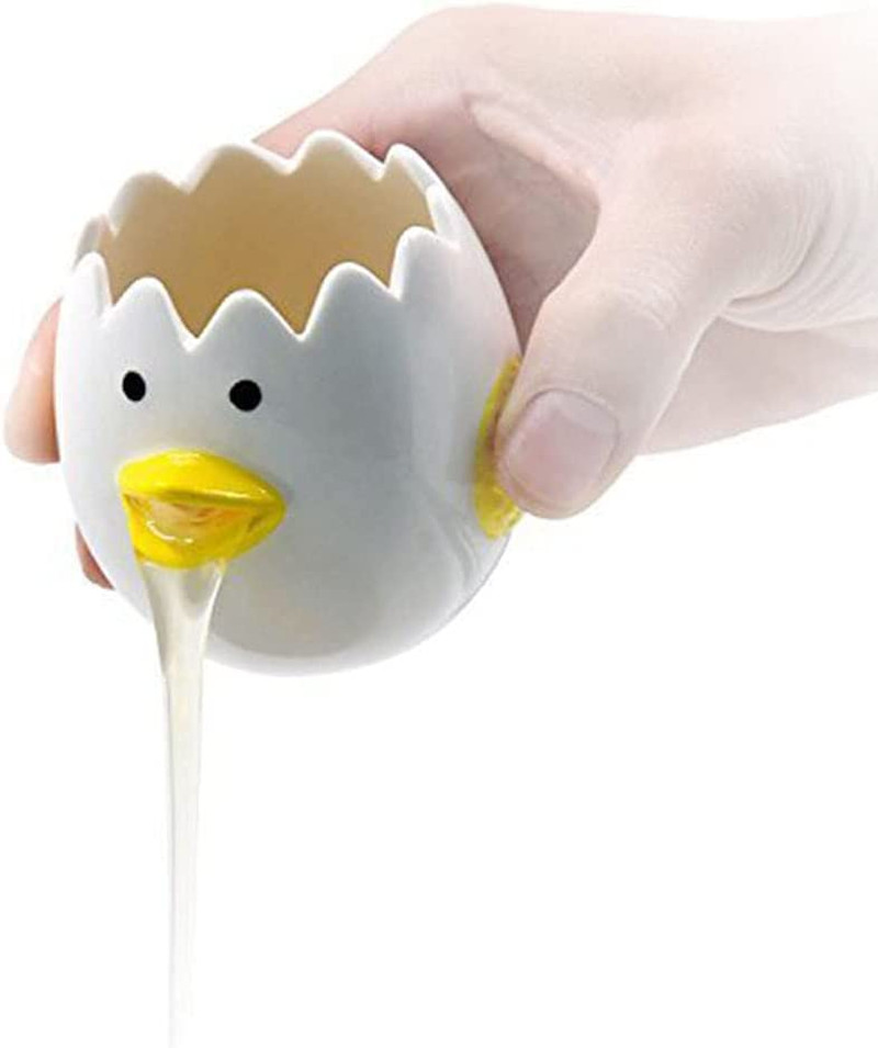 Luococo Cute Egg Separator, Ceramics Vomiting Chicken Egg Yolk White Separator