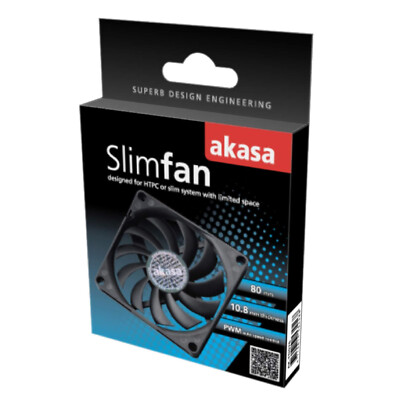 Akasa AK-FN076, Slimfan, 80mm PWM Gehäuselüfter, 4 pin PC Lüfter