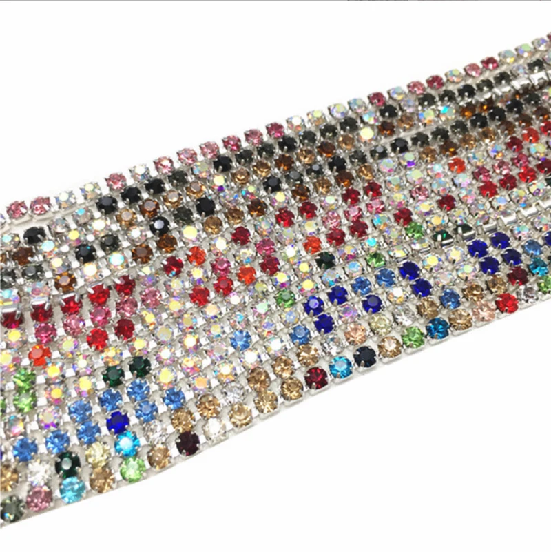 Cadena de diamantes de imitación de vidrio mezcla de colores de 10 yardas en base plateada cristal manualidades hágalo usted mismo Foto 3 de 3