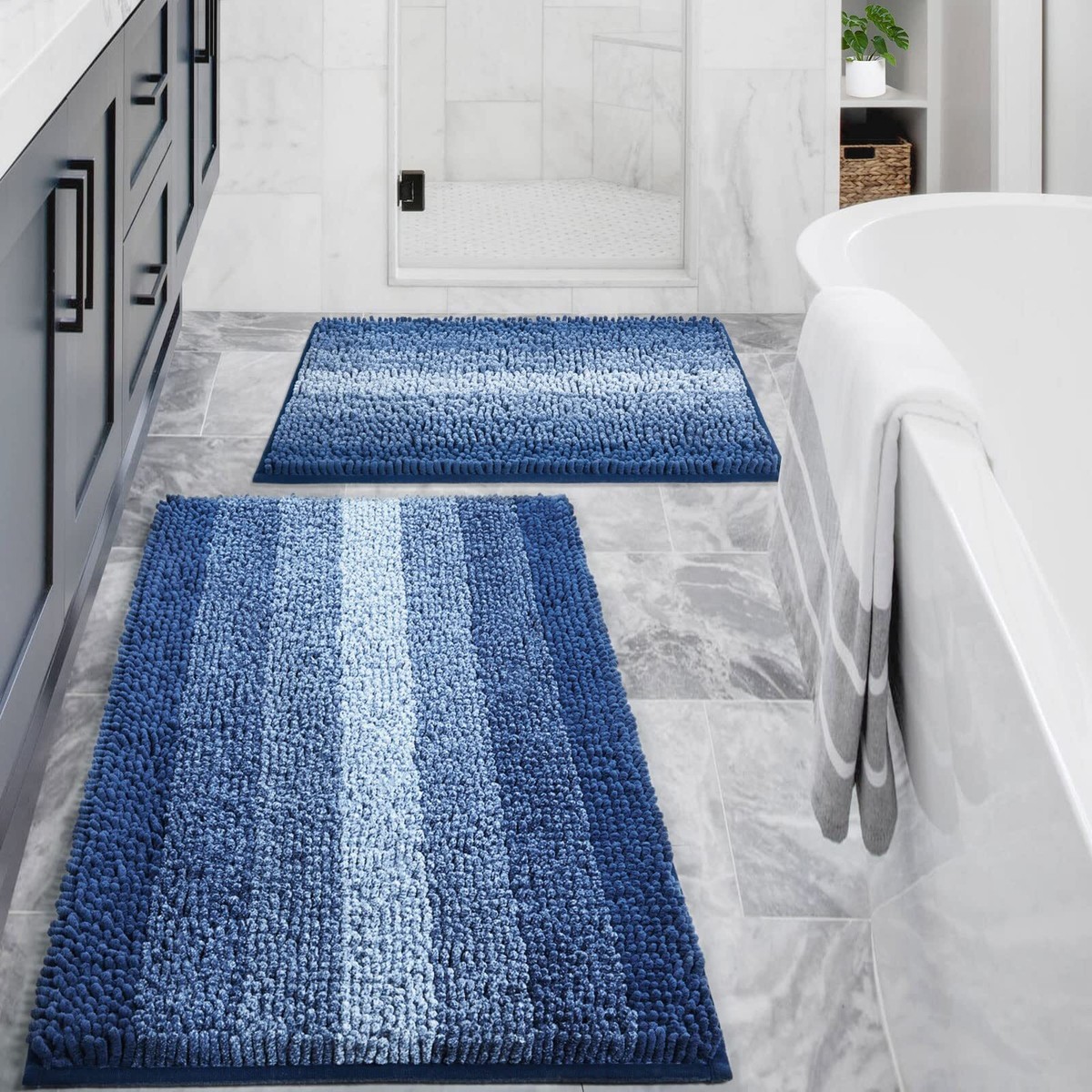 Dark Blue Bathroom Rugs Ultra Soft Navy Blue Memory Foam Bath Mat