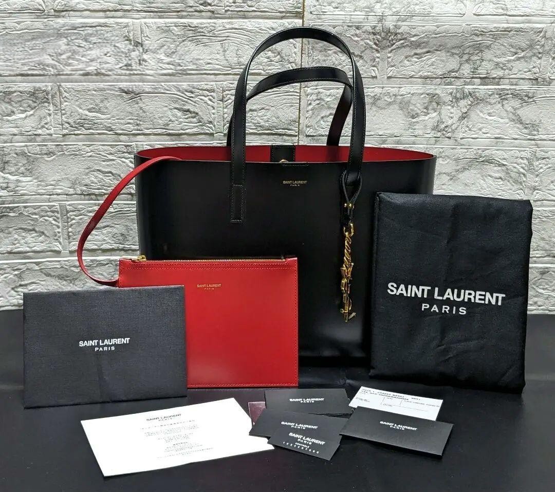 Saint Laurent Paris Limited Edition Tote Bag Red Interior w/ Pouch