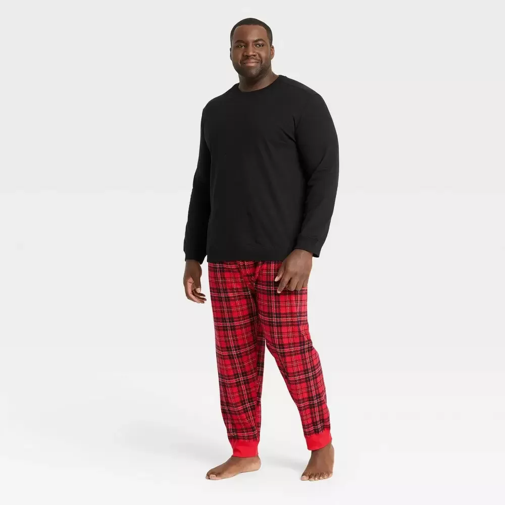 Men's Big & Tall Long Sleeve Pajama Set - Goodfellow & Co Black