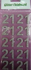 2 for the price of 1 - 10 Silver Glitter Chipboard number 21 for Invitations 