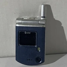 Pantech Silver & Blue Rare Tiny Flip Phone *SEE* description