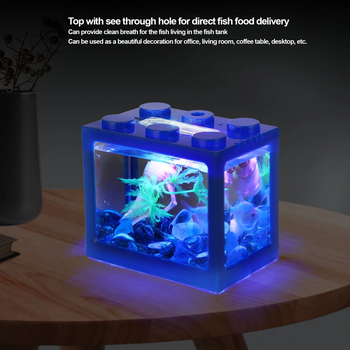 Building Block Fish Tank Cascadable Mini Fish Tanks Plastic Blue Reliable For