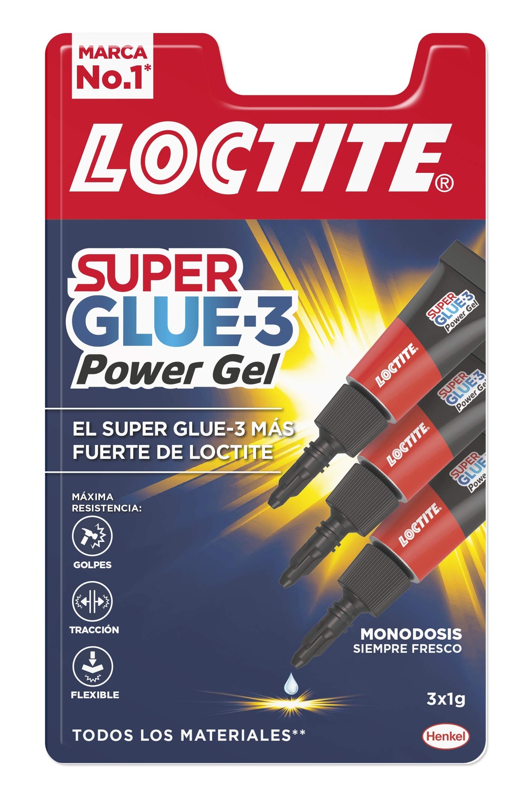 Instant Adhesive Loctite Super Glue-3 Power Gel Mini Trio 3 Units (... NUOVO