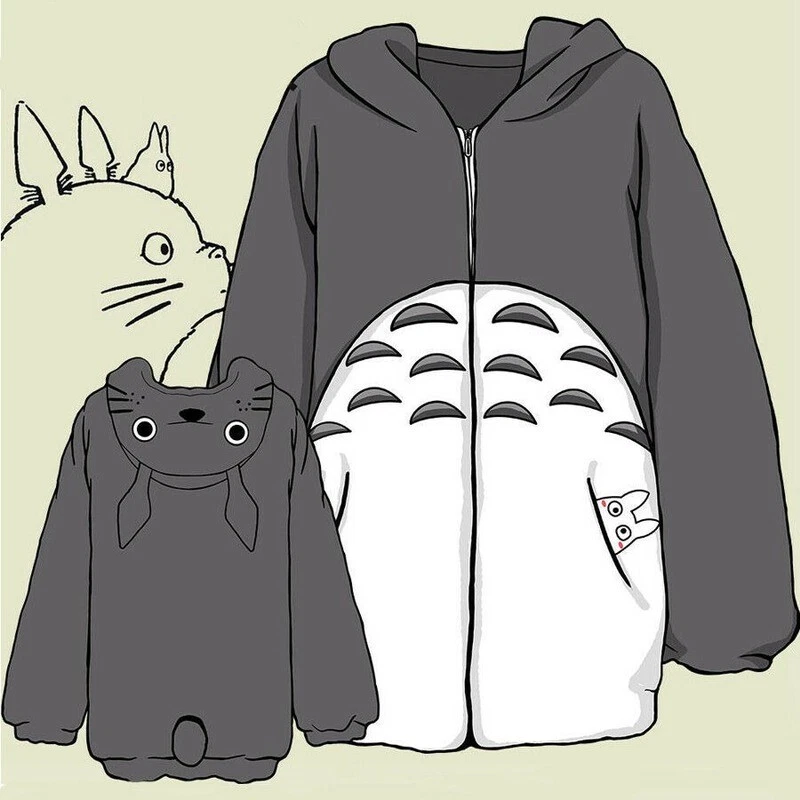 Thicken Anime My Neighbor Totoro Hoodie Coat Cosplay Sweater Cute Plush Jacket