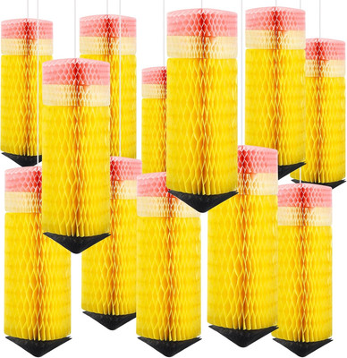 12 Pcs Pencil Hanging Honeycomb Back to School Decorations Classroom Paper Lante