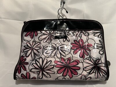 MODELLA Makeup BAG Folding TRAVEL Black White Pink PAISLEY  Vinyl Hanging