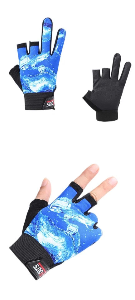 Fishing Gloves Anti Slip Hunting Shooting Waterproof Sun Protection 3 Fingerless - image 4 of 4