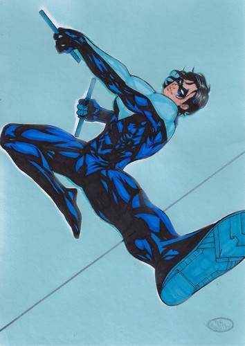 💥Nightwing (09"x12") original comic art by Rud Patrocinio - TramaStudio💥