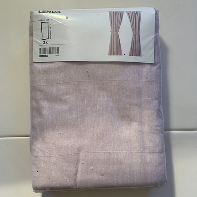 #ad NEW SEALED IKEA LENDA 2 CURTAIN PANELS Pink TOP TAB 118 Inch 10 Feet Long $65.00