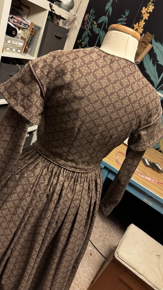 Викторианская Эмили Дикинсон 1840-1850-е Хлопковая Реконструкция Исторический Костюм S/M 6 - Изображение 3 из 4