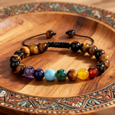 7 Chakra Natural Tiger's Eye Stone Bracelet Healing Protection Bracelet Gift