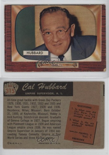 1955 Bowman Cal Hubbard #315 Rookie RC HOF 7xr | eBay
