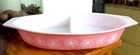 Vintage Pyrex PINK Daisy 1.5 Qt Oval Divided Casserole Dish NO LID
