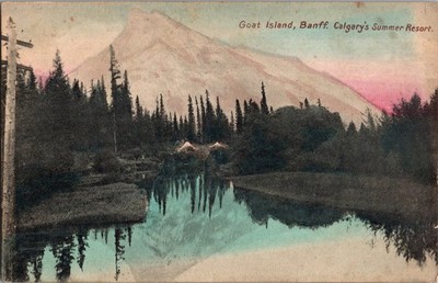 Pearson's Peerless Post Card Goat Island Banff Topographical Postcard