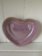 Pink heart shaped trinket dish with gold trim