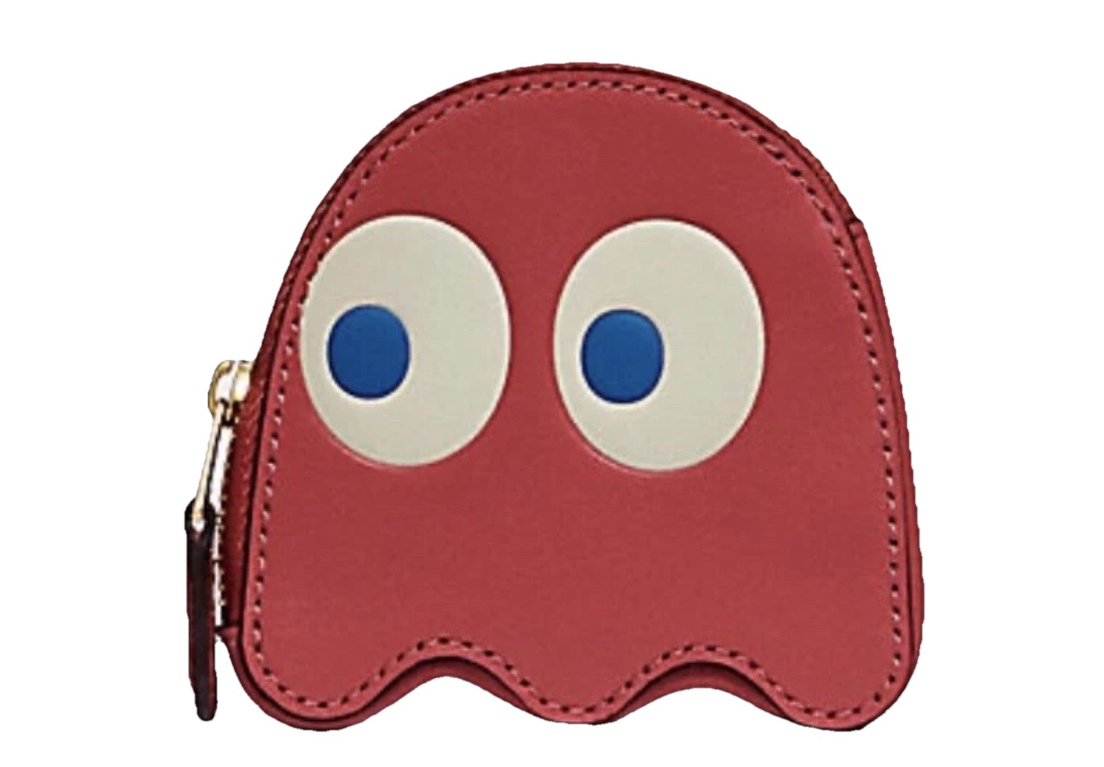 Authentic Coach x Pac-Man Washed Red Ghost Leather Coin Case Limited Edition