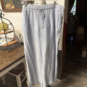 NWOT Side Stitch Los Angles Wide Leg Multi Blue Striped Pants Sz L