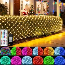 Color Changing Christmas Net Lights, 9.8x6.6 ft 204 LED RGB Net Mesh Lights O...