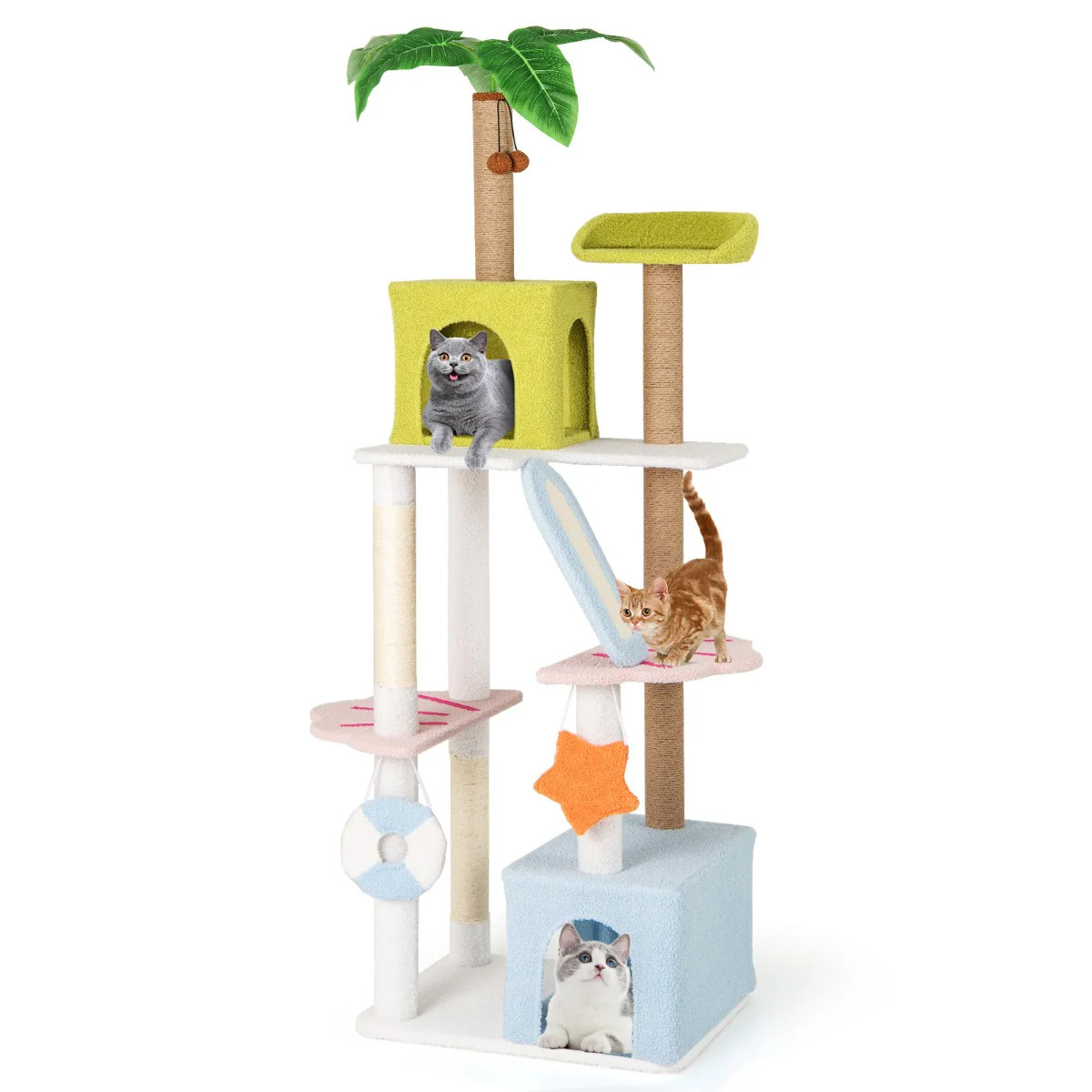 Arbre à chat 180 cm style ambré idéal pour le salon des familles multi-chats